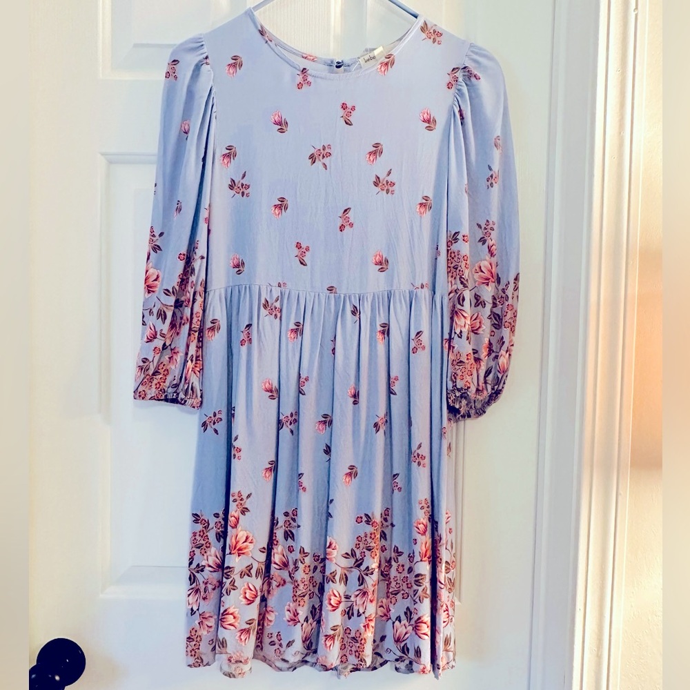 Bebop 3/4 sleeve blue floral dress, Size XS